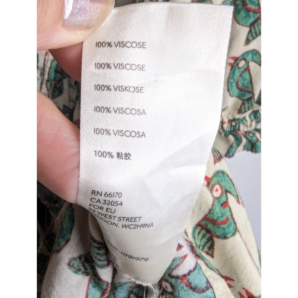 Maeve Anthropologie Birdie Ruffled Buttondown Blouse Sz 2 Tropical, Summer Boho - Picture 9 of 9